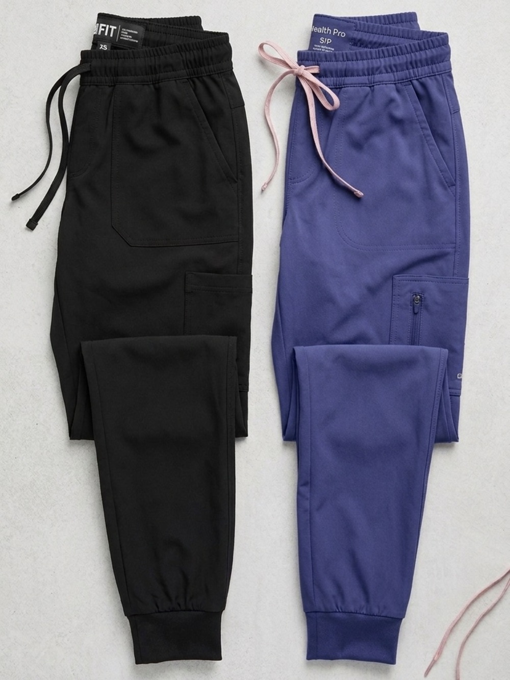 FIT & Health Pro Jogger Scrub Pants Bundle  Women’s S/XS Black & Purple